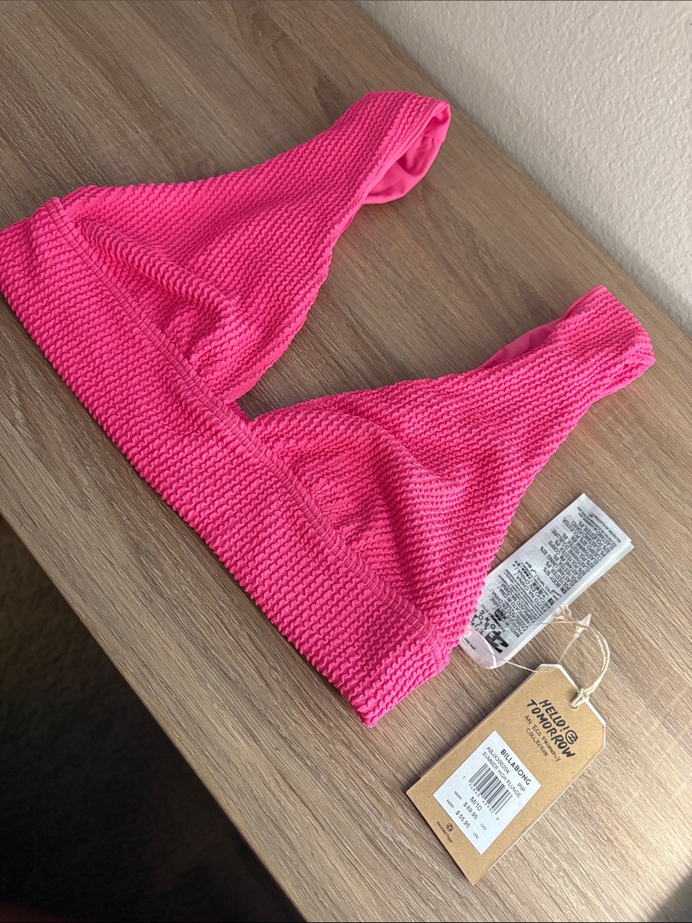 Billabong Hot Pink Textured Bikini Top